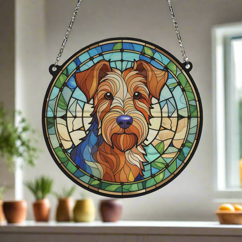 Welsh Terrier Stained Glass Effect Suncatcher